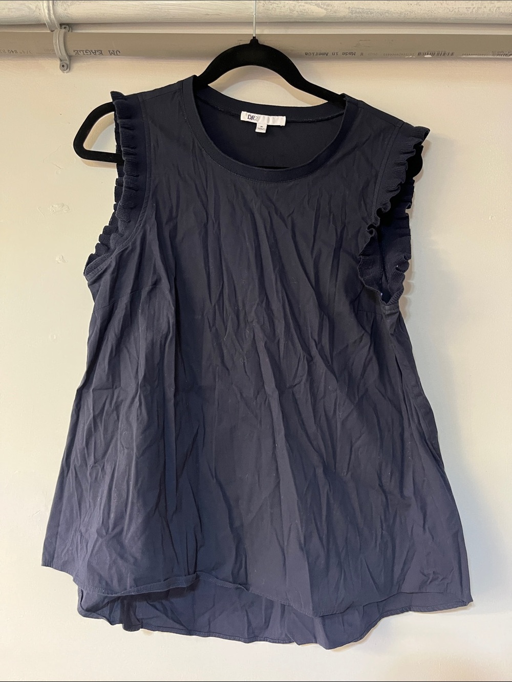 DR2 Dark Navy Ruffle Sleeve Sleeveless Tank